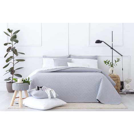 Couvre-lit Fin avec Motif Piquet, pour Printemps, été, Automne et Hiver, 100% Microfibre Extra Douce, Housse de Couette Multifonction 140/150/160 – 250 x 260 cm, Gris Clair (1/5)