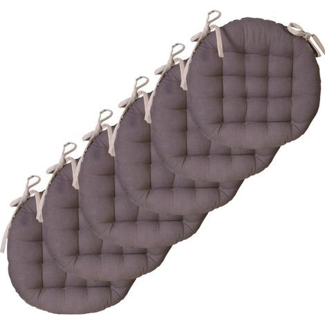 Atout Lot de 6 Galettes de Chaise Rondes Bicolores D.40cm, Taupe/Anthracite (1/5)