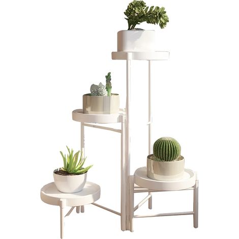 Support de plante, design moderne, caractéristiques gain de place, Blanc 4 parties (1/2)