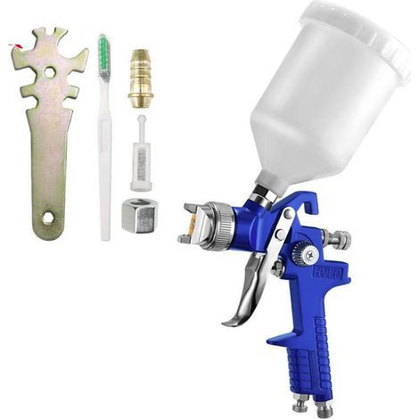 Pistolet pulvérisateur HVLP 600 ml, buse en cuivre de 1,7 mm avec régulateur de pression d'air pour la pulvérisation de revêtement de surface de clôture de meubles de véhicule (1/4)