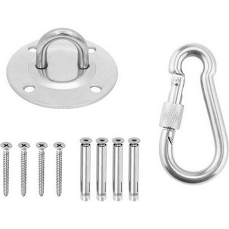 Accessoires de balançoire, support de hamac de yoga en acier inoxydable plaque fixe sac de sable boucle supérieure pivotante crochet de chaise suspendu plaque de suspension ronde fixe porteuse une piè (1/5)