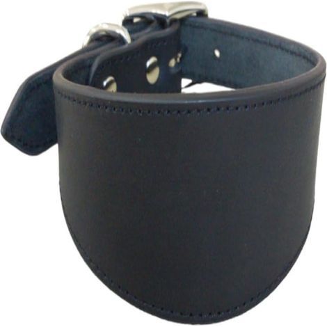 Hundehalsband aus vollnarbigem Rindsleder, verbreitert, weich und gepolstert, schwarz, Größe M (1/5)