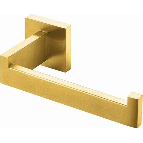 Portarotolo di carta igienica (quadrato in ottone spazzolato), portarotolo in acciaio inossidabile per bagno e cucina (1/4)