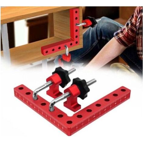 Pince à Angle Droit 90 Degrés, XU, Serre Joint Angle Droit Aluminium 14 X 14 cm Equerre de Positionnemen Serre Cadre Fixation à Angle Outils de Travail du Bois - (1/4)