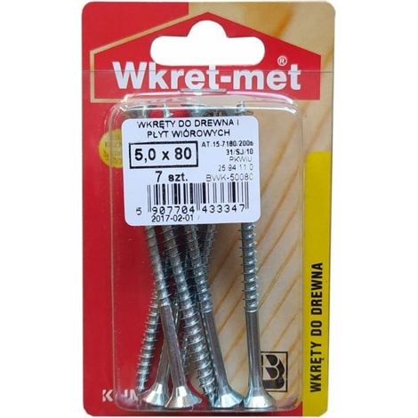 Tornillos para madera endurecidos 5x80mm, 7 unidades, PZ2, color oro (1/2)