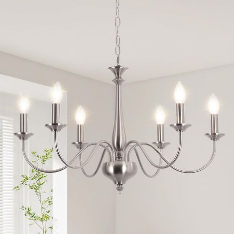 Lustre Salon Moderne Lustre Salle à Manger Bougie Chandelier Lustres Couleur Nickel,6E14 Style RéTro -Convient Pour La Salle à Manger, Cuisine,EntréE (1/5)