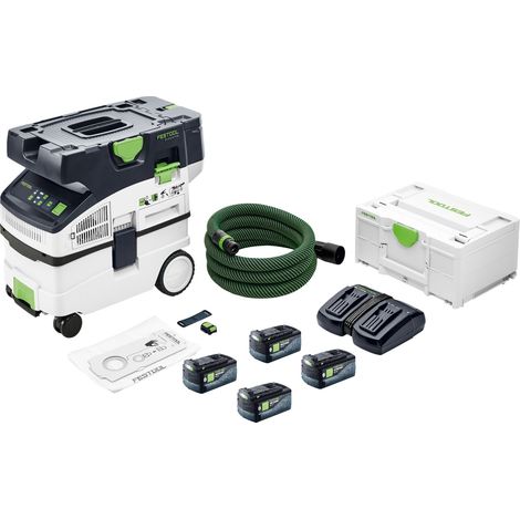 Festool CTLC MIDI I-Basic Akku Absaugmobil 36 V ( 2x 18 V ) Staubklasse L + 4x Akku 5,0 Ah + Doppelladegerät + Systainer