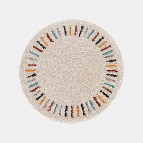 Décoweb – Tapis rond enfant berbère – Beige multicolore – Ø 120 cm – Épaisseur 30 mm – 100% polypropylène – Compatible chauffage au sol (1/5)