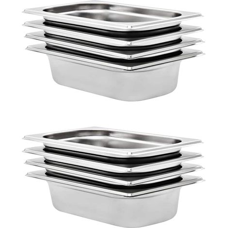 vidaXL Récipients Gastronorm 8 pcs GN 1/4 65 mm Acier inoxydable (1/5)