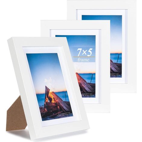 Bilderrahmen 3er Set Weiß 13x18cm MDF Holz-Rahmen Acrylglas Ideal Zertifikat (1/5)