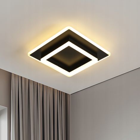 Plafonnier LED Moderne, Lampe de Plafond Noir Carré 30W, Luminaire Plafonnier LED 3000K Blanc Chaud pour Chambre à Coucher, Couloir, Salle D'étude (1/5)