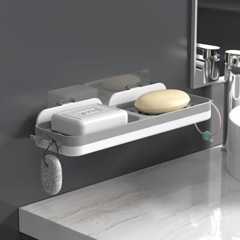 Porta sapone in plastica antiruggine, installazione con retro adesivo (non è necessaria la foratura), design estetico, pratico per riporre i saponi. (1/5)