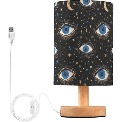 Kcldeci Lampe de chevet mauvais œil lune étoiles pour chambre à (1/5)