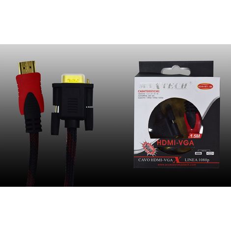 Hdmi Vga Telato 1.5mt Segnal Video Pc Hdmi Maxtech Hdva-rt1.5m