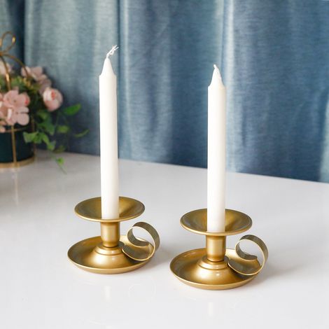 Support Pour Bougie Conique - En Métal Épais - Pour Décoration De Table De Mariage Fête De Noël Dîner Aux Chandelles - 2 Pièces (1/5)