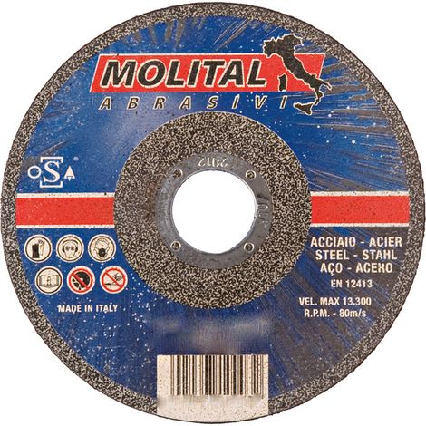 DISCO TAGLIO FERRO ACCIAIO 76mm DISCHI CENTRO PIANO 10pz SMERIGLITRICE MOLITAL, "76x1,0x10"