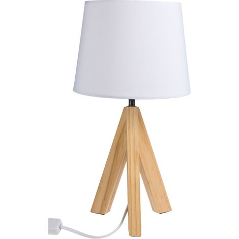 Out of the blue Lampada da Tavolo in Legno I 25 W, Bianco, 20 x 20 x 36 cm (1/2)