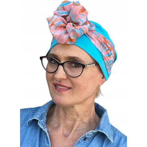Turban Wera bm-turquoise/écharpe 312 après chimiothérapie (1/5)