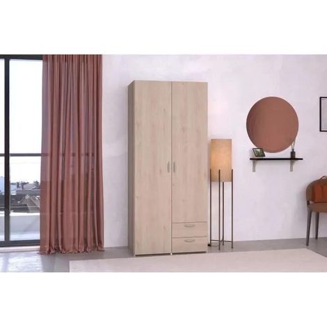 Parisot Kleiderschrank VARIA Eiche und Weiß 80,7 cm Breite