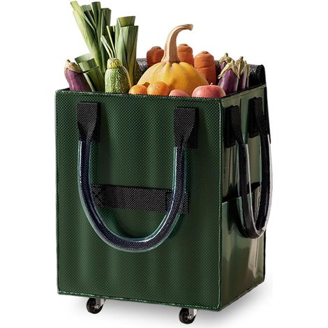Carrello della spesa pieghevole con ruote 50,8×40,64×30,48 cm, borsa della spesa riutilizzabile, trasporto senza barriere per fare la spesa, lavanderia, campeggio e trasloco (verdura) (1/5)