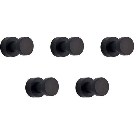 Wall Hooks, Towel Hooks, Suitable for Bathrooms, Kitchens, Doors, Closets and Storage Spaces, Set of 5 (Black) (1/4)
