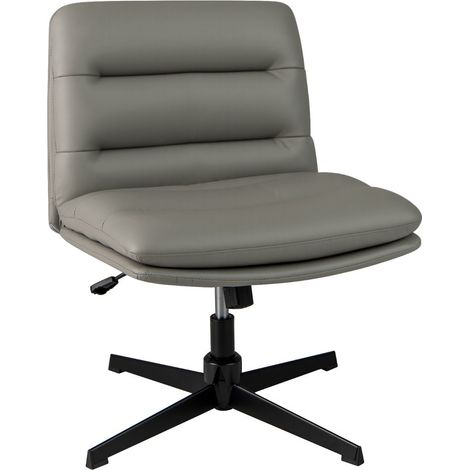 Fauteuil de bureau sans accoudoirs 72 x 72 x 78-88 cm siège large réglable et pivotant style moderne en simili cuir gris