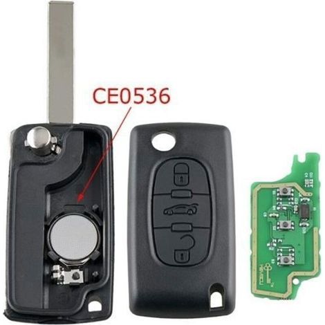 Clé Vierge pour Peugeot 207, 307, 308, Partner Expert CE0536 3 Boutons Coffre Lame HU83 (1/4)