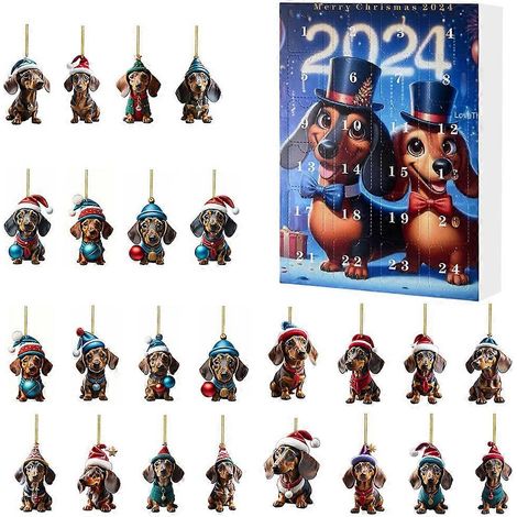 Calendrier de l'Avent 2D Teckels - Pendentif Chat - Décoration de Noël - 24 jours - Calendrier de l'Avent - Pendentif à suspendre au sapin - Cadeau de Noël - H (1/5)
