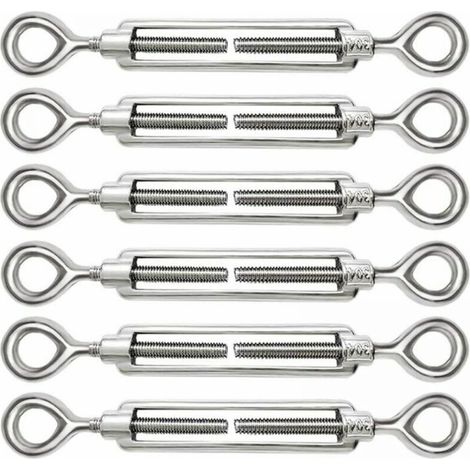 Set mit 6 verstellbaren M5-Kabelspannern aus Edelstahl 304, Ösen und Tüllen für Drahtseilspanner, Haken und Zubehör