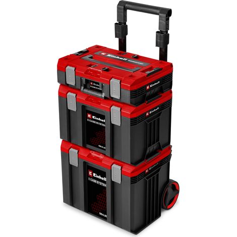 Original Einhell E-Case Rolling Workshop SEALED (Rollende Werkstatt aus 3 Koffern, max. 120 kg, staubdicht + strahlwassergeschützt, 44 x 40 x 70 cm, inkl. Seitenschienen)