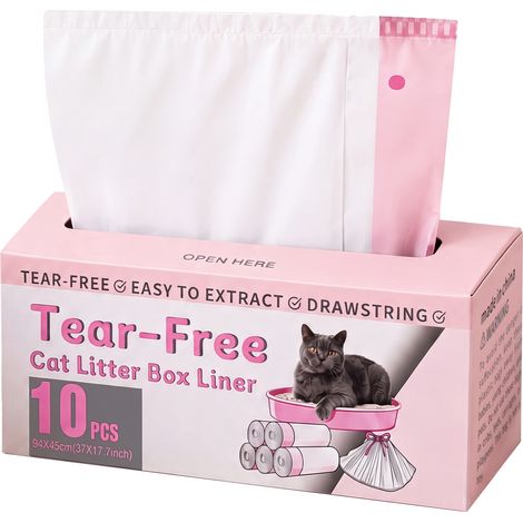Skylos Cat Litter Bags XL for Standard Trays Heavy Duty Drawstring 30pc Pink (1/5)