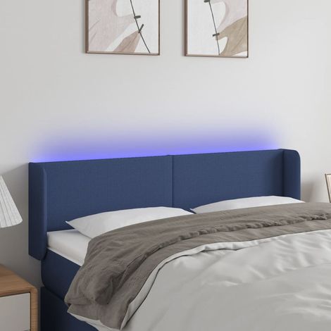 Tête de lit Décoratif à LED Bleu 147x16x78/88 cm Tissu -BV56454 (1/5)