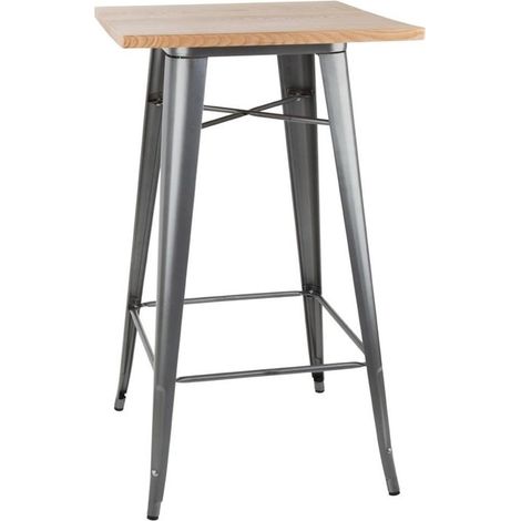 Table de Bar Grise avec Plateau en Bois - Bolero Bistro (1/5)