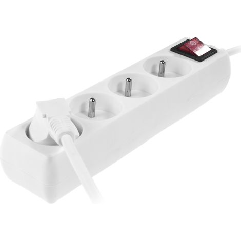 Extensión doméstica blanca Awtools, modelo 4-gniazdos 3,0m con conexión a tierra e interruptor, ideal para uso en casa, 4 tomas, cable resistente y diseño seguro y práctico.