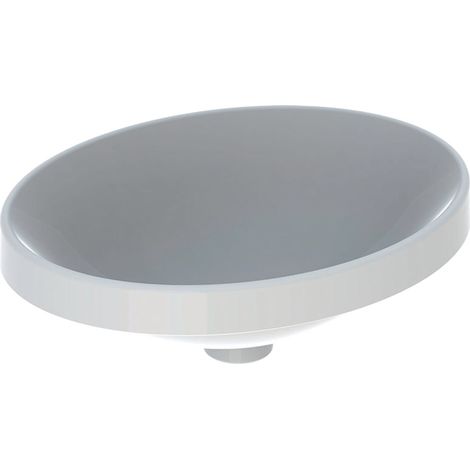 Vasque à encastrer Geberit VariForm ovale: 50x40cm, troude robinetterie:Sans, sans trop-plein, Blanc