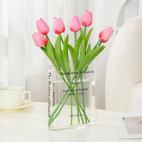 Jarrón acrílico con forma de libro para flores, decoración estética y cultural para dormitorio u oficina. (1/5)