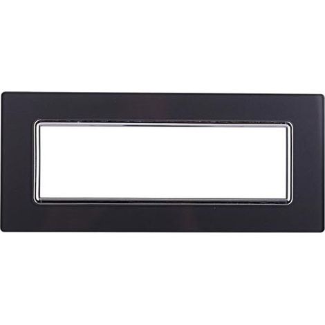 Ettroit Plaque compatible Bticino Livinglight 7 modules verre graphite acier foncé - LN84710