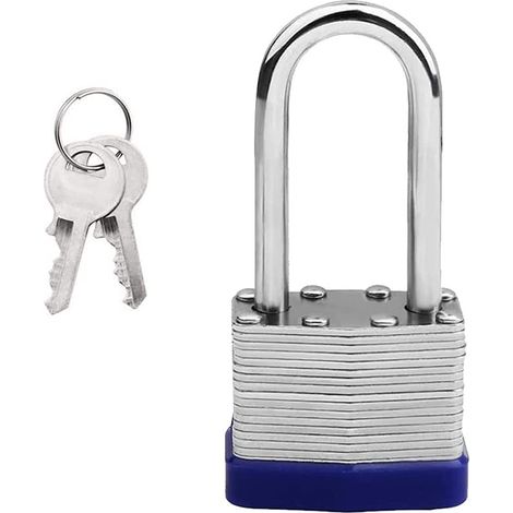 Cadenas en acier avec clés, cadenas à anse longue pour verrouillage, résistant aux intempéries, pour abri de jardin, garage, clôture, unités de stockage, utilisation en extérieur et en intérieur (1/5)