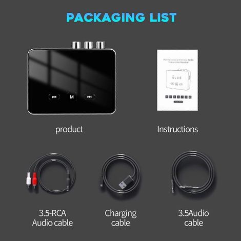 Émetteur-récepteur Bluetooth 6.0 pour voiture, compatible aptX HD, prise audio jack 3,5 mm, adaptateur sans fil, compatible avec les téléviseurs, les voitures et autres appareils, adaptateur récepteur (1/5)
