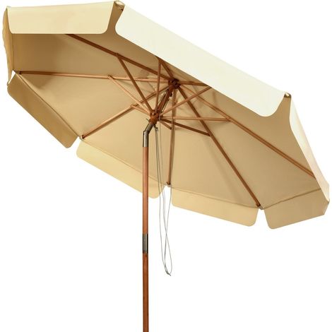3m Kippbarer Sonnenschirm aus Wasserdichtem Polyestergewebe Terrassenschirm mit UV-Schutz Beige