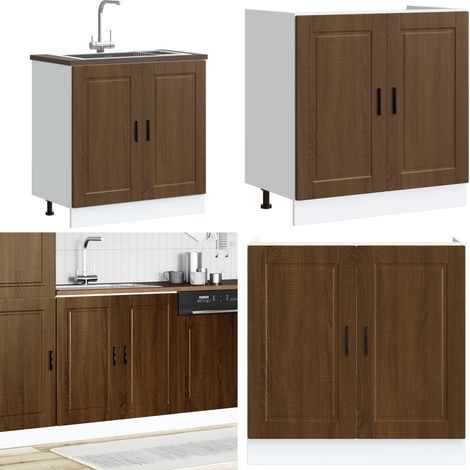 vidaXL Meuble bas pour évier Porto chêne marron bois ingénierie (1/5)