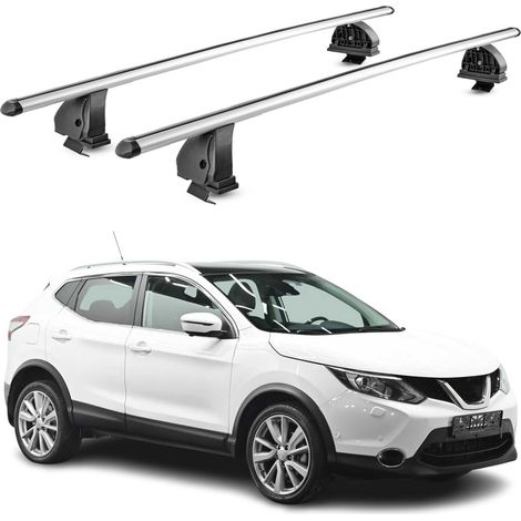 OMAC Barres de toit transversales en aluminium pour Nissan Qashqai J11 2014-2021 – TÜV / DIN 75302:2019 – Antivol inclus – Charge max 75 kg – 2 barres – Gris (1/4)