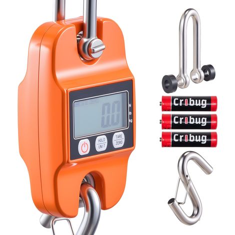 Balance de Crochet Numérique 400 kg, Capacité 880 lb, Boîtier Aluminium, Écran LCD, Précision 100 g, 3 Unités, Arrêt Auto, Usage Ferme Pêche Chasse, Orange (1/5)