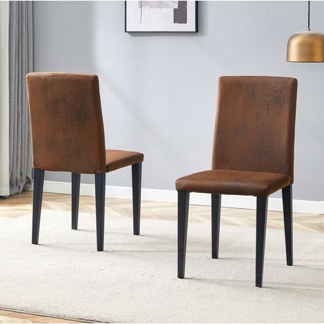 Set de 2 sillas comedor tapizadas metal marrón OKMYHOME (1/5)