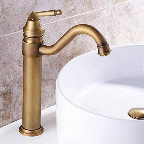 Robinet Robinet De Salle De Bains Cuivre Antique Robinet Robinet Robinet Accessoires Au-Dessus Du Comptoir Bassin Robinet D'eau Chaude Et Froide Peut Tourner (1/5)