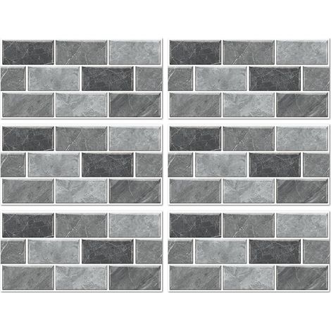 Sollbry Stickers Carrelage Cuisine, 12 pièces Autocollant en Tuile Auto-Adhésif Sticker Imperméable en PVC Autocollants de Carreaux Carrelage Adhesif Mural (1/5)