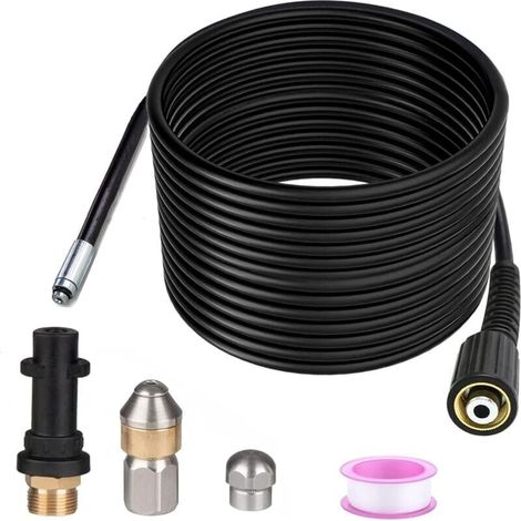 15m Drain Cleaner for Karcher High Pressure Washer, Professional Drain Cleaner Compatible with K2-K7/HD/HDS, 180 Bar, 60°C (1/4)