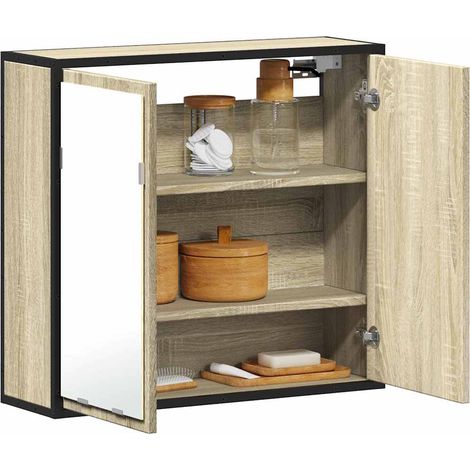Badezimmer-Spiegelschrank Sonoma-Eiche 65 x 20 x 60 cm Holzwerkstoff
