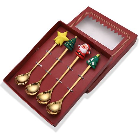 Cuillère De Noël - En Acier Inoxydable - Pour Café Thé Soupe Dessert Mélange - Set De Cuillères Festives - 6 Pièces (1/5)
