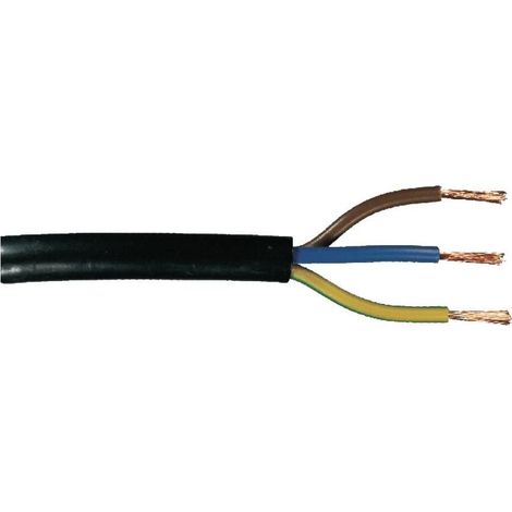 Schlauchleitung H03VV-F 3 x 0,75 - 5 Meter schwarz Gummileitung Leitung Kabel
